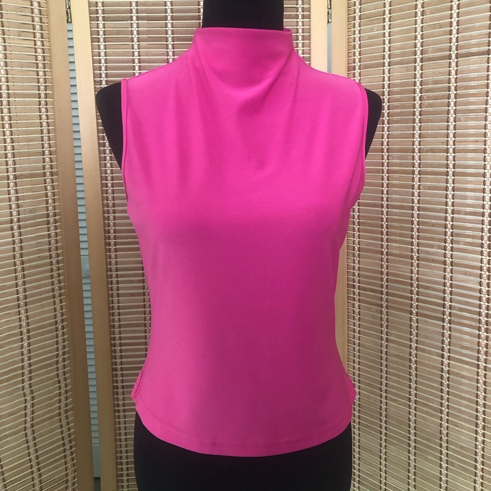 Women's hot pink sleeveless shell by Candice Candice Los Angeles, size L